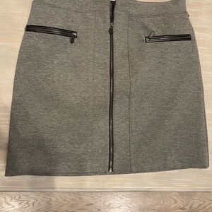 White House Black Market Gray Mini Skirt with Zipper Accents